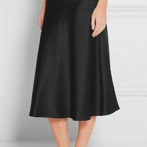 Protagonist Black Satin Midi Skirt, Size Large